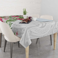 Hawaii Tropical Flowers Tablecloth Polynesian Tattoo White LT05 - Polynesian Pride