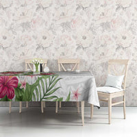 Hawaii Tropical Flowers Tablecloth Polynesian Tattoo White LT05 - Polynesian Pride