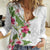 Hawaii Tropical Flowers Women Casual Shirt Polynesian Tattoo White