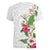 Hawaii Tropical Flowers Women V-Neck T-Shirt Polynesian Tattoo White