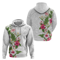 Hawaii Tropical Flowers Zip Hoodie Polynesian Tattoo White LT05 - Polynesian Pride