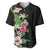 Hawaii Tropical Flowers Baseball Jersey Polynesian Tattoo Black