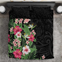 Hawaii Tropical Flowers Bedding Set Polynesian Tattoo Black LT05 Black - Polynesian Pride