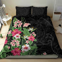 Hawaii Tropical Flowers Bedding Set Polynesian Tattoo Black LT05 - Polynesian Pride