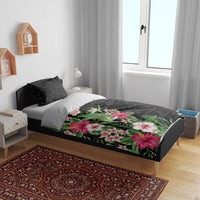 Hawaii Tropical Flowers Bedding Set Polynesian Tattoo Black LT05 - Polynesian Pride