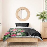 Hawaii Tropical Flowers Bedding Set Polynesian Tattoo Black LT05 - Polynesian Pride