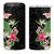 Hawaii Tropical Flowers 4 in 1 Can Cooler Tumbler Polynesian Tattoo Black