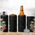 Hawaii Tropical Flowers 4 in 1 Can Cooler Tumbler Polynesian Tattoo Black