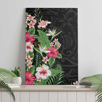 Hawaii Tropical Flowers Canvas Wall Art Polynesian Tattoo Black LT05 - Polynesian Pride