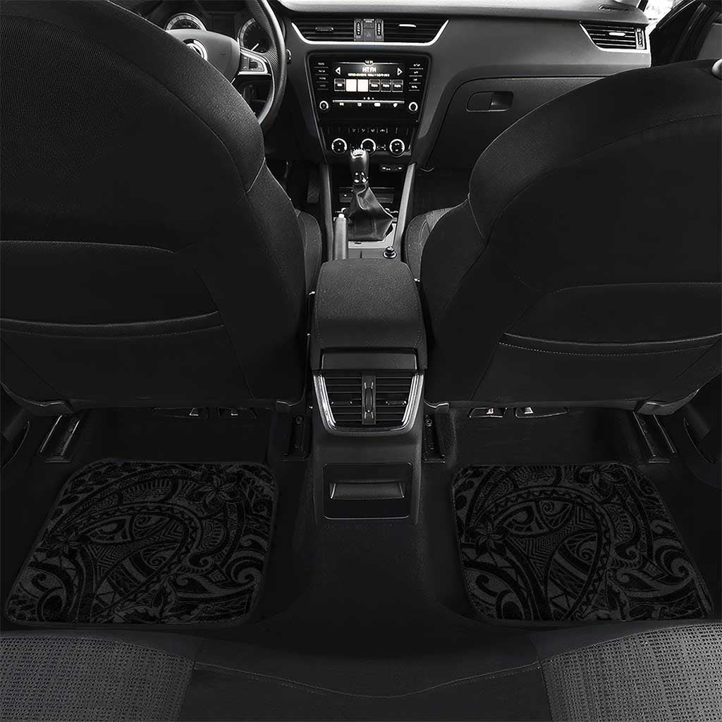 Hawaii Tropical Flowers Car Mats Polynesian Tattoo Black LT05 Set 2pcs - Back Black - Polynesian Pride
