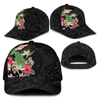 Hawaii Tropical Flowers Classic Cap Polynesian Tattoo Black LT05 - Polynesian Pride