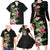 Hawaii Tropical Flowers Family Matching Long Sleeve Bodycon Dress and Hawaiian Shirt Polynesian Tattoo Black