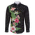 Hawaii Tropical Flowers Family Matching Long Sleeve Bodycon Dress and Hawaiian Shirt Polynesian Tattoo Black