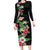 Hawaii Tropical Flowers Family Matching Long Sleeve Bodycon Dress and Hawaiian Shirt Polynesian Tattoo Black