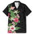 Hawaii Tropical Flowers Family Matching Mermaid Dress and Hawaiian Shirt Polynesian Tattoo Black