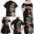 Hawaii Tropical Flowers Family Matching Off Shoulder Maxi Dress and Hawaiian Shirt Polynesian Tattoo Black