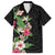 Hawaii Tropical Flowers Family Matching Off Shoulder Maxi Dress and Hawaiian Shirt Polynesian Tattoo Black