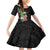 Hawaii Tropical Flowers Family Matching Off Shoulder Short Dress and Hawaiian Shirt Polynesian Tattoo Black