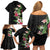 Hawaii Tropical Flowers Family Matching Off Shoulder Short Dress and Hawaiian Shirt Polynesian Tattoo Black