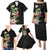 Hawaii Tropical Flowers Family Matching Puletasi and Hawaiian Shirt Polynesian Tattoo Black