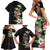 Hawaii Tropical Flowers Family Matching Short Sleeve Bodycon Dress and Hawaiian Shirt Polynesian Tattoo Black