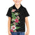 Hawaii Tropical Flowers Family Matching Short Sleeve Bodycon Dress and Hawaiian Shirt Polynesian Tattoo Black