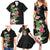 Hawaii Tropical Flowers Family Matching Summer Maxi Dress and Hawaiian Shirt Polynesian Tattoo Black