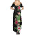 Hawaii Tropical Flowers Family Matching Summer Maxi Dress and Hawaiian Shirt Polynesian Tattoo Black