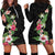 Hawaii Tropical Flowers Hoodie Dress Polynesian Tattoo Black