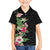 Hawaii Tropical Flowers Kid Hawaiian Shirt Polynesian Tattoo Black