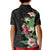 Hawaii Tropical Flowers Kid Polo Shirt Polynesian Tattoo Black