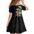 Hawaii Tropical Flowers Kid Short Sleeve Dress Polynesian Tattoo Black