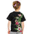 Hawaii Tropical Flowers Kid T Shirt Polynesian Tattoo Black