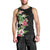 Hawaii Tropical Flowers Men Tank Top Polynesian Tattoo Black