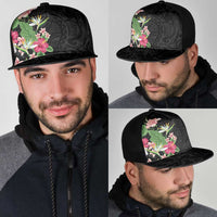 Hawaii Tropical Flowers Mesh Trucker Cap Polynesian Tattoo Black LT05 - Polynesian Pride