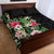 Hawaii Tropical Flowers Quilt Bed Set Polynesian Tattoo Black