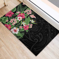 Hawaii Tropical Flowers Rubber Doormat Polynesian Tattoo Black LT05 - Polynesian Pride