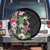 Hawaii Tropical Flowers Spare Tire Cover Polynesian Tattoo Black