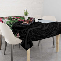 Hawaii Tropical Flowers Tablecloth Polynesian Tattoo Black LT05 - Polynesian Pride
