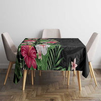 Hawaii Tropical Flowers Tablecloth Polynesian Tattoo Black LT05 - Polynesian Pride