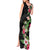 Hawaii Tropical Flowers Tank Maxi Dress Polynesian Tattoo Black