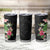 Hawaii Tropical Flowers Tumbler Cup Polynesian Tattoo Black