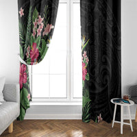 Hawaii Tropical Flowers Window Curtain Polynesian Tattoo Black LT05 - Polynesian Pride