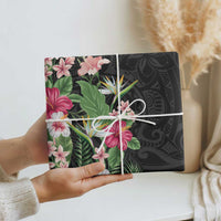 Hawaii Tropical Flowers Wrapping Paper Polynesian Tattoo Black LT05 - Polynesian Pride