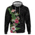 Hawaii Tropical Flowers Zip Hoodie Polynesian Tattoo Black