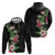 Hawaii Tropical Flowers Zip Hoodie Polynesian Tattoo Black