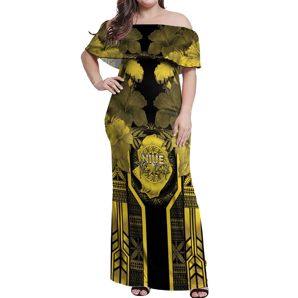 Niue The Rock Off Shoulder Maxi Dress The Island Of The Uga LT05 Women Black - Polynesian Pride
