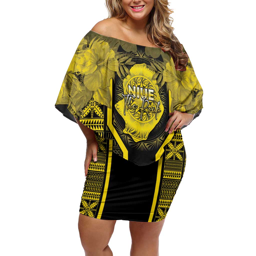 Niue The Rock Off Shoulder Short Dress The Island Of The Uga LT05 Women Black - Polynesian Pride