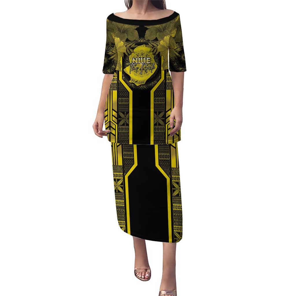 Niue The Rock Puletasi The Island Of The Uga LT05 Long Dress Black - Polynesian Pride