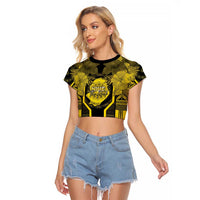Niue The Rock Raglan Cropped T Shirt The Island Of The Uga LT05 Female Black - Polynesian Pride